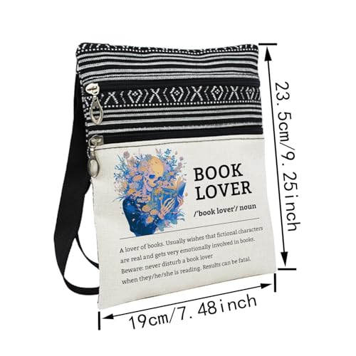Book Lover Messenger Bag Small Ethnic Pattern Printed Adjustable Strap Crossbody Zipper Bag Funny Definition Phone Bag Wallet Cute Shoulder Handbag for Book Lovers Women2