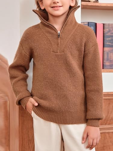Meikulo Boys Quarter Zip Pullover Sweater Kids Fashion Knit Jumper Clothes 5-14 Years4