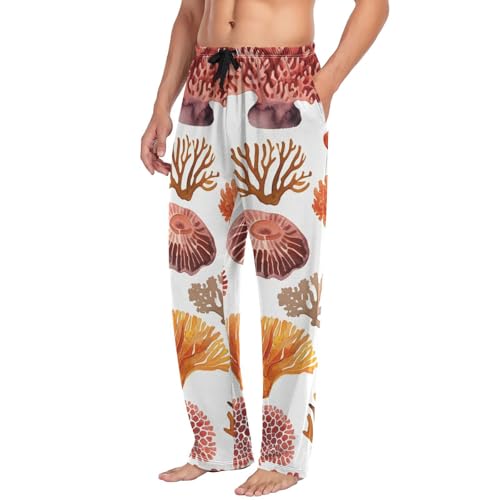 Men's Pajama Pants Cute Sea Corals Sleep Pajama Lounge Pant with Pockets, Elastic Waistband4