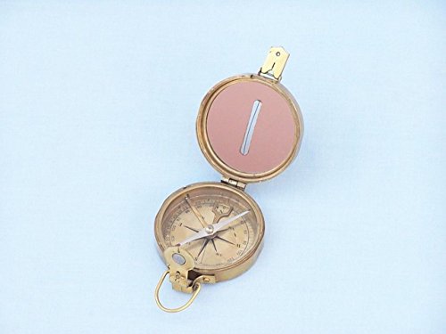 Brújula clinómetro náutica Hampton Nautical con caja de madera 4" miniatura 5