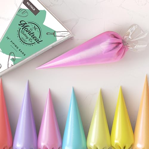 TIPLESS PIPING BAGS DISPOSABLE (12-inch, 100 pack) Commercial Grade, Pastry Bags, Icing Bags, Frosting Bags, Tipless Piping Bags for Royal Icing, Disposable Pastry Bag, Cake Decorating Bags