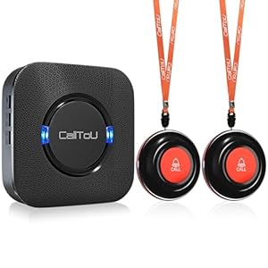 CallToU Wireless Caregiver Call Button Elderly Monitoring Alert Systems for Seniors 1 Plugin Receiver 2 Waterproof Transmitters