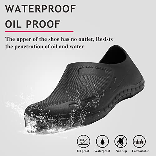 Scecocrs Men Non Slip Work Shoes, Waterproof Chef Shoes, Food Service Shoes For Restaurant, Oil Resistant Kitchen Work Clogs Black #TOP5