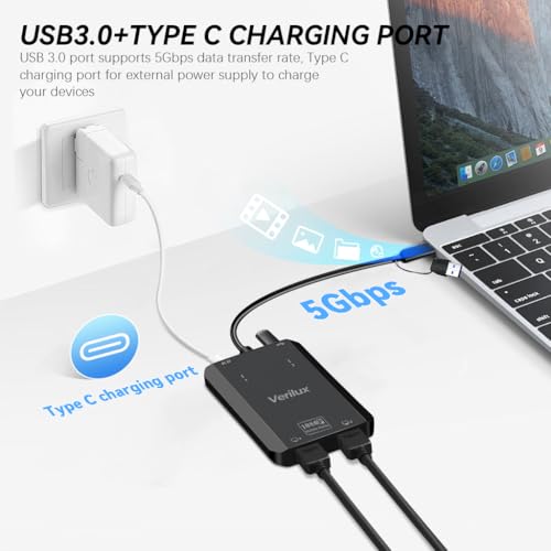 Image of ZORBES 2 in 1 USB to HDMI Adapter Dual HDMI Adapter 1920x1080P@60Hz HD Pixel Converter USB 3.0 HD Video Connection Adapter Universal HDMI Adapte for Laptops, Monitor, Phone, Tablet
