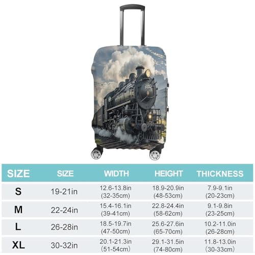 Steam Locomotive Train Travel Luggage Cover Washable Anti-scratch Suitcase Protector Dustproof Protective Cover Case for Wheeled Luggage Fits 19-32 Inch Luggage2