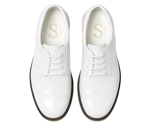 SIRRI - Chaussures habillées Brogue en Simili Cuir Verni pour garçons à Lacets Chaussures de Mariage Formelles Pageboy Taille 32