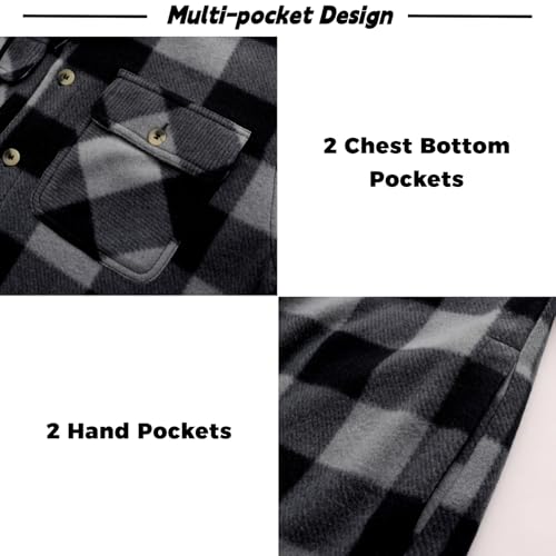 Image of LeeHanTon Mens Flannel Jackets Sherpa Lined Fleece Zip Up Winter Warm Workout Plaid Sweatshirt with Hood