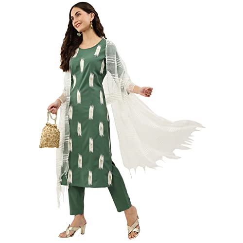 Image of NAINVISH Crepe Kurti Pant & Dupatta | Kurta Set for Women | Women Kurta Pant Dupatta Set | Kurta Pant with Dupatta Set | Printed Kurta Pant Dupatta Set