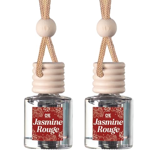 Image of C&E Craft Co Hanging Car Air Freshener Diffuser 2 Pack, Long Lasting Fragrance Oil Car Freshener, Glass Bottle Auto Air Freshener, Made in USA (Jasmine Rouge)