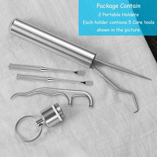 Image of SPAREQUE tooth claening kit,Dental Tools, 7 in 1 Stainless Steel Teeth Cleaning Tool Kit, Dental Hygiene Kit Toothpicks Cleaning Picks Flosser for Teeth Braces Cleaning Tools