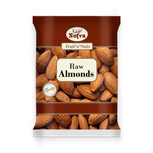 Sofra Premium Quality Almonds Raw Whole Natural Skins On Almonds Unroasted Gluten Free Vegetarian Vegan 1kg