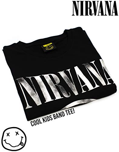 Nirvana Smiley Logo Boys Black T-Shirt - Les Beatles, Paul McCartney, John Lennon, RIngo Starr, George Harrison Nirvana Smiley Logo Boys Black T-Shirt – Image 3
