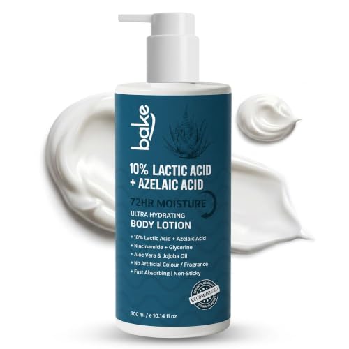 Image of BAKE 10% Lactic Acid Body Lotion with Azelaic Acid | Smooths Rough & Bumpy Skin, Exfoliates Skin & Reduces Body Acne | Ultra Hydrating Body Lotion | 300ml