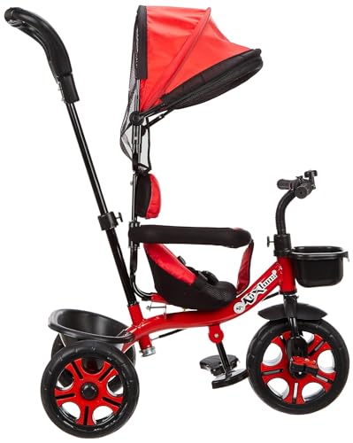 Image of Tricycle for Kids with Canopy and Comfort Seat - The Parents Choice for 1-5 Years Old, 30kg Max, Luxurious & Durable Trike. Advanced Parental Control Handle and Safety Belt, Red