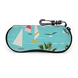 Diseño elegante Colorido, lindo, hermoso, casa de playa, funda de gafas de sol múltiples, funda de gafas de sol blandas con luz de cremallera, cremallera de neopreno portátil, funda suave, fundas de gafas de sol par