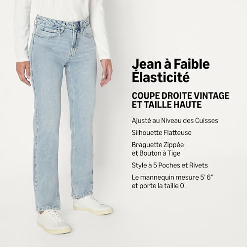Amazon Essentials Jean à Taille Haute et Jambes Droites Femme 38 40 Taille Courte - vue 2