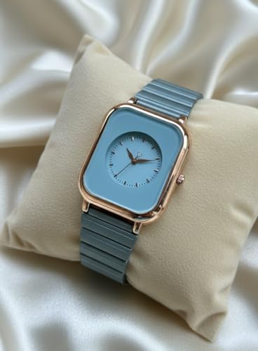 Image of Premium Rose Gold Square Analog Watch for Women & Girls | Stylish Stainless Steel Strap | Elegant Heart Second Hand | Trendy Ladies Wrist Watch under 500 | Square Case Design | Perfect for Casual | Affordable Fashion Watch for Girls