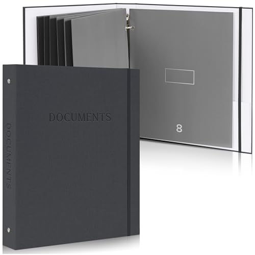 Aesthetic Document Organizer - Sturdy Linen 3-Ring Binder Safely Stores All Your Important Documents and Files in One Place - Easy to Use Expanding Storage Folder Incl. Envelopes, Pockets & Labels