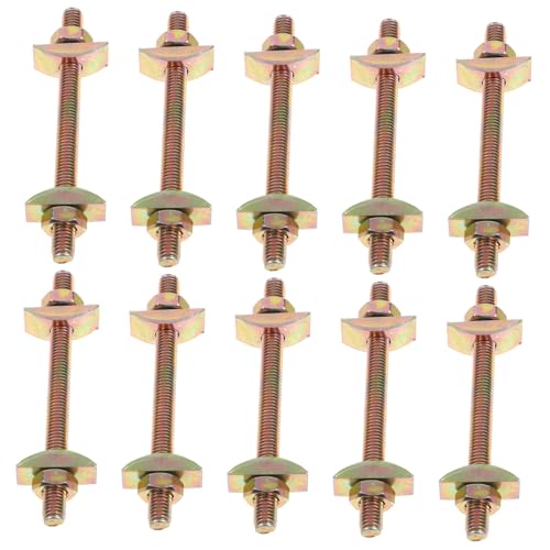 Homoyoyo 10 Piezas Pernos de sujeción para encimera negro conector de mesa cierre llave Fijación muebles carpintero de encimera pernos del marco de la cama conector de unión planchar Golden