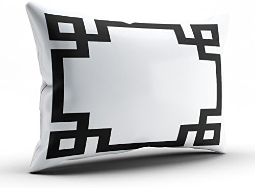 Funny Plain Black and White Greek Key Border One Side Decorative Pillowcase King Zippered Throw Pillow Case Cushion Cover 20x36 inches