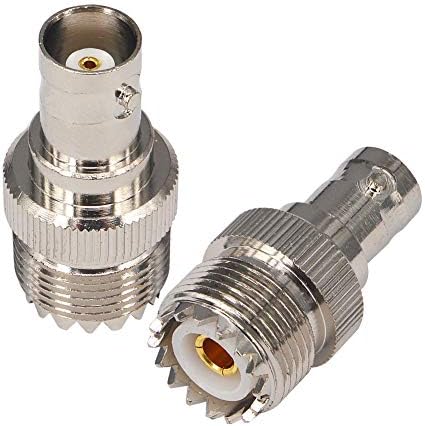 BOOBRIE RF Coaxial Coax Adapter BNC Female to UHF Female SO-239 BNC to UHF Jack Coax Cable SO239 Connector for Antennas, Wireless LAN Devices, CCTV, Wi-Fi Radios External Antenna Pack of 2