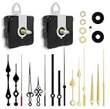 TLARTDF 2Pcs Quartz Clock Mechanism Kit, Quiet Sweep Battery-Powered Clock Movement Replacement, Wall Clock Motor Replacement DIY Repair Parts with 5 Set Hands (No Battery)