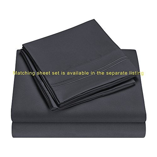 Comfy Bedding 3-Piece Pinch Pleat Comforter Set All Season Pintuck Style Double Needle Durable Stitching, California King, Gray #TOP5