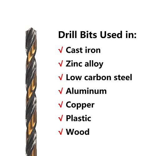 Valyriantool 10Pcs 1/16" Impact Drill Bit Set, Hex Drill Bit Set, Black Gold Drill Bits Set, Hss Quick Change Impact Driver Drill Bit Set For Copper, Aluminum, Zinc Alloy, Wood, Plastic #TOP6