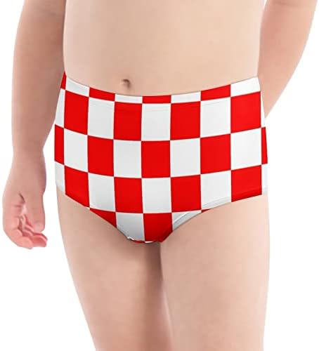 Red White Race Checkered Flag Pattern Girls' Underwears Polyester Brief Breathable Toddler Panties Kids Assorted Underwears