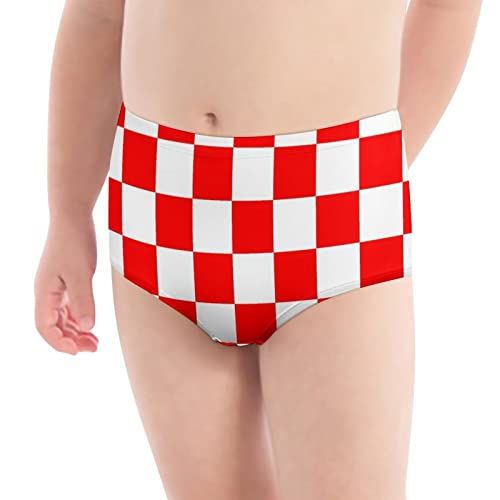Red White Race Checkered Flag Pattern Girls' Underwears Polyester Brief Breathable Toddler Panties Kids Assorted Underwears #TOP27