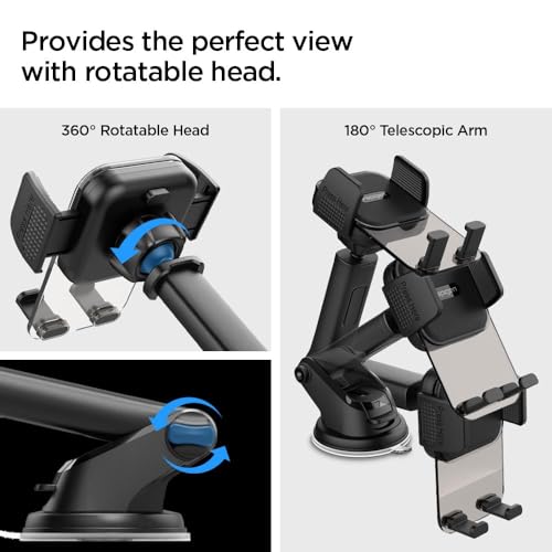 Image of CHO KU REI Dashboard & Windshield Car Mobile Holder [Strong Suction Cup][360 Rotational][Stable Hold] Compatible with Most Smartphone Devices - Black