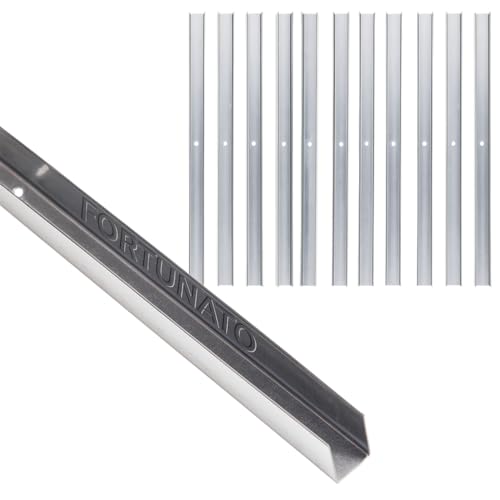 FORTUNATO Guida Standard Sagoma U Lunghezza 2 m Profilo Preforato Acciaio Spessore 0,6 mm Fissaggio Cartongesso 12 Pezzi (40 x 75 x 40 mm)