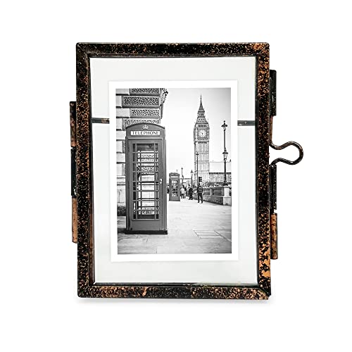 Isaac Jacobs 2X3, Antique Bronze, Vintage Style Brass And Glass, Metal Floating Picture Frame (Vertical) With Locket Closure, For Photos, Art, & More, Tabletop Display (2X3 Antique Bronze) #TOP2