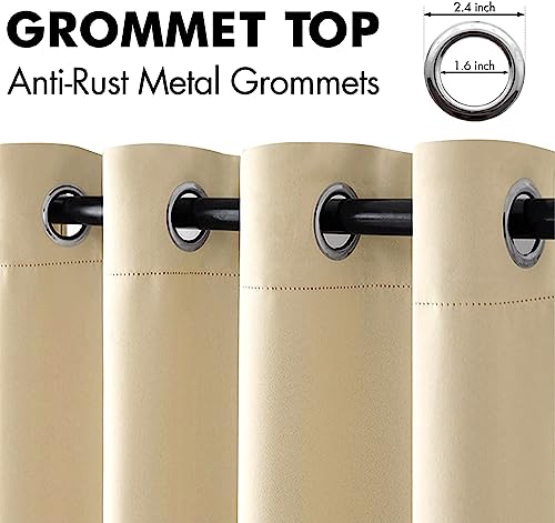 MIULEE 63" Long Room Darkening Curtains Thermal Insulated Drapes Solid Window Treatment Set Grommet Top Light Blocking Blackout Curtain for Living Room/Bedroom 2 Panels Cream Beige