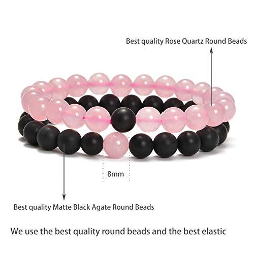 AD Beads 2Pcs His & Hers Distance Beads Bracelets Elastic Natural Stone Yoga Bracelet2