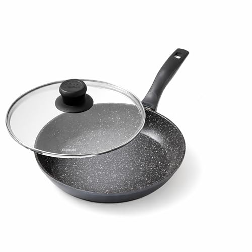 STONELINE Bratpfanne 26 cm, mit Griff, Induktion, Aluguss, Pfanne mit echten Steinpartikeln beschichtet, Ohne Fett oder Öl kochen, braten und schmoren