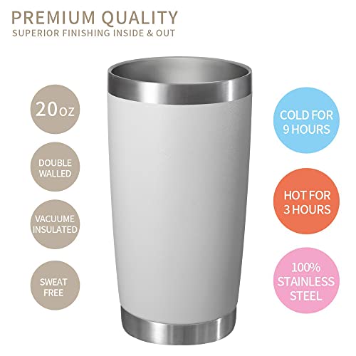 Muchenghy 20Oz Stainless Steel Tumbler With Lid And Straw, Double Wall Vacuum Insulated Travel Coffee Mug, Powder Coated Thermal Cup For Cold & Hot Drinks(White, 6 Pack) #TOP2