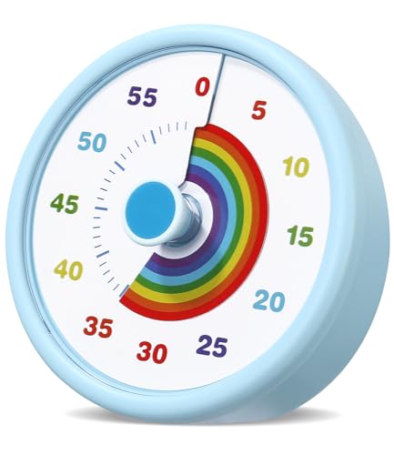 Cexovo Visueller Timer für Kinder 60 Minuten Countdown Timer mit Großem Bildschirm, für Kinder Zahnputztimer Leise, Regenbogen Zeitmanagement Tool für Küche, Klassenzimmer (Blau)