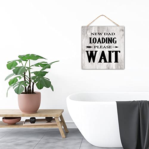 Letrero de madera New Dad Loading decorativo para repisa de chimenea y guardería 8