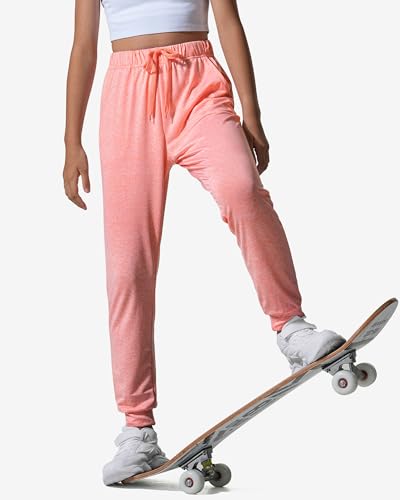 Auranso Pacote com 3 calças atléticas de secagem rápida para meninos e meninas com bolsos, Preto-cin