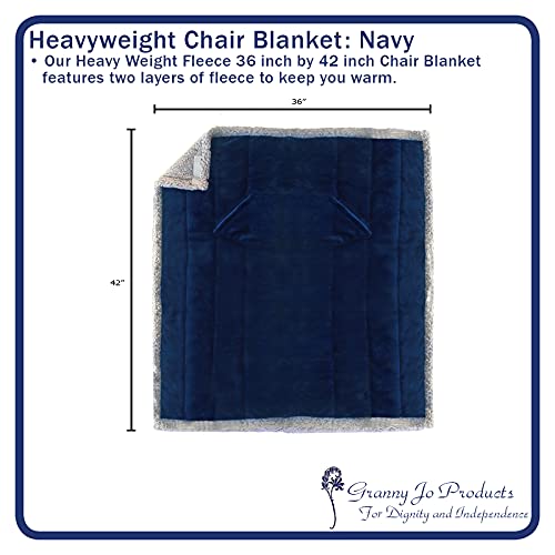 Granny Jo Products Heavyweight Wheelchair Blanket, Navy Face/Grey Back #TOP5