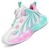 Basketballschuhe Kinder für Jungen und Mädchen High Top Outdoor Sportschuhe Atmungsaktive Turnschuhe Sneaker Rosa EU 35