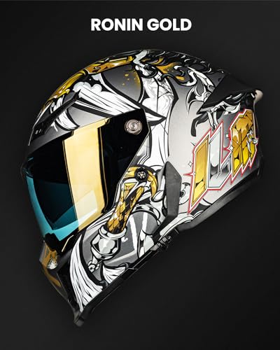 Image of ILM Motorcycle Helmets for Adult Men Women Full Face DOT ECE Powersports Dual Visor Street Racing Helmet with Pinlock Cascos para Motos Model MF509 (Ronin Gold, S)