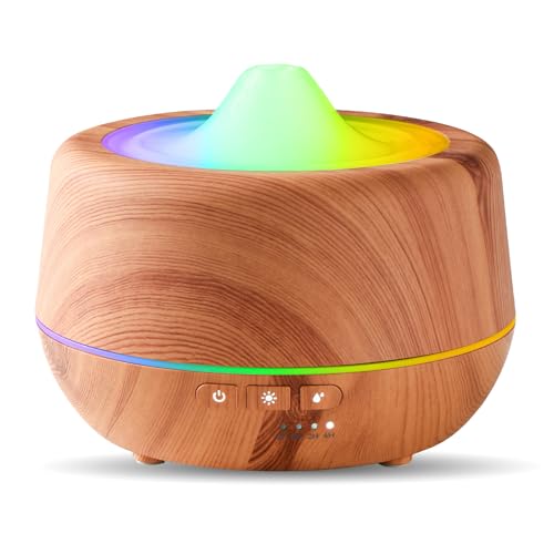 Diffusore di oli essenziali, diffusore per aromaterapia a ultrasuoni da 500 ml, umidificatore a nebbia fredda con luci LED a 7 colori, 4 timer, funzione di spegnimento automatico