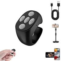 Nueihbring Fingertip Wireless Bluetooth Remote Control, 2025 New Bluetooth Scrolling Ring, Remote Control Scroll-Videos, Volume-Control, Remote for Phones Tablets (1pcs Black)