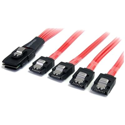 StarTech.com Cable Adaptador de 50cm Mini SAS Serial Attached SCSI SFF 8087 mSAS iSAS Interno a 4x SATA Cierre Latching Pestillo - Rojo | Ya disponible en tu tienda friki favorita! En mundofriki.es!