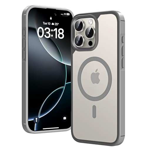 Image of TAURI TPU+PC For iPhone 16 Pro Case 6.3 inch, Compatible With Magsafe, Military-Grade Protection, [Anti-Yellowing] Shockproof Case Transparent Back Magnetic Phone Cover-Titanium