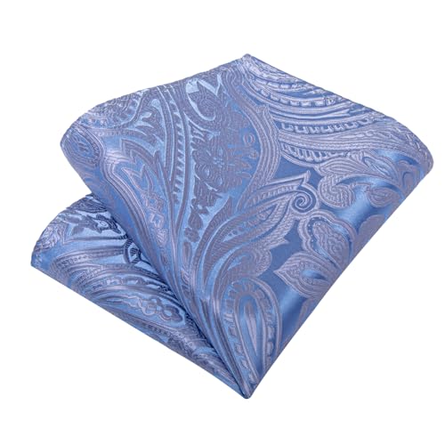 Image of DiBanGu Silk Floral Ties for Men Woven Paisley Necktie and Tie Clip Handkerchief Cufflinks Set for Party Wedding
