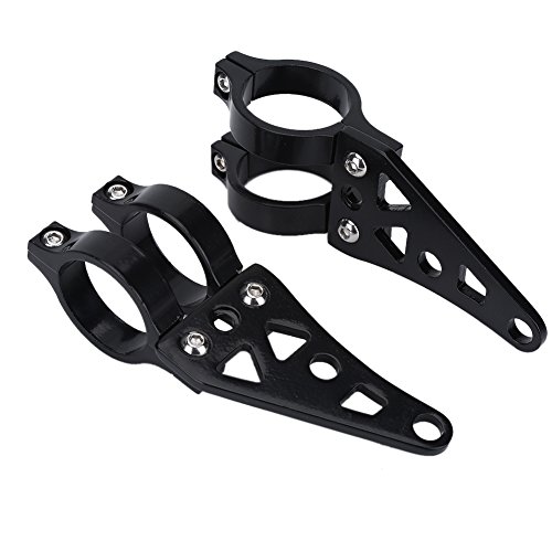 2pcs Fork Headlight Bracket, Keenso Universal Aluminum Alloy Motorcycle Headlight Fork Mounting Brackets 39mm 41mm (Black)