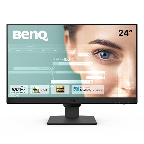BenQ GW2490 24" (60.96 cm) 1920x1080p FHD IPS Monitor| 100Hz|99% sRGB|Eye-careU|Dual HDMI|Display Port|Bezel-Less|Eyesafe|VESA MediaSync|B.I.|Low Blue Light+| Speakers|VESA Wall mountable(Black) view 1